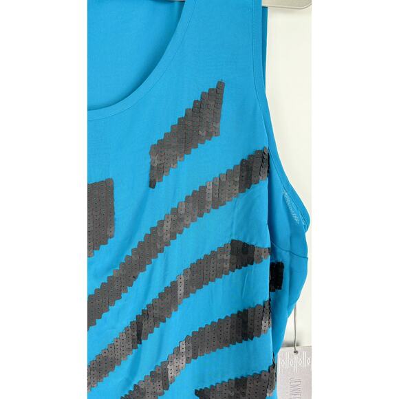 Jennifer Lopez Sequin Tank Top Blouse Aqua Blue Womens Size XL New Sleeveless - Picture 3 of 6